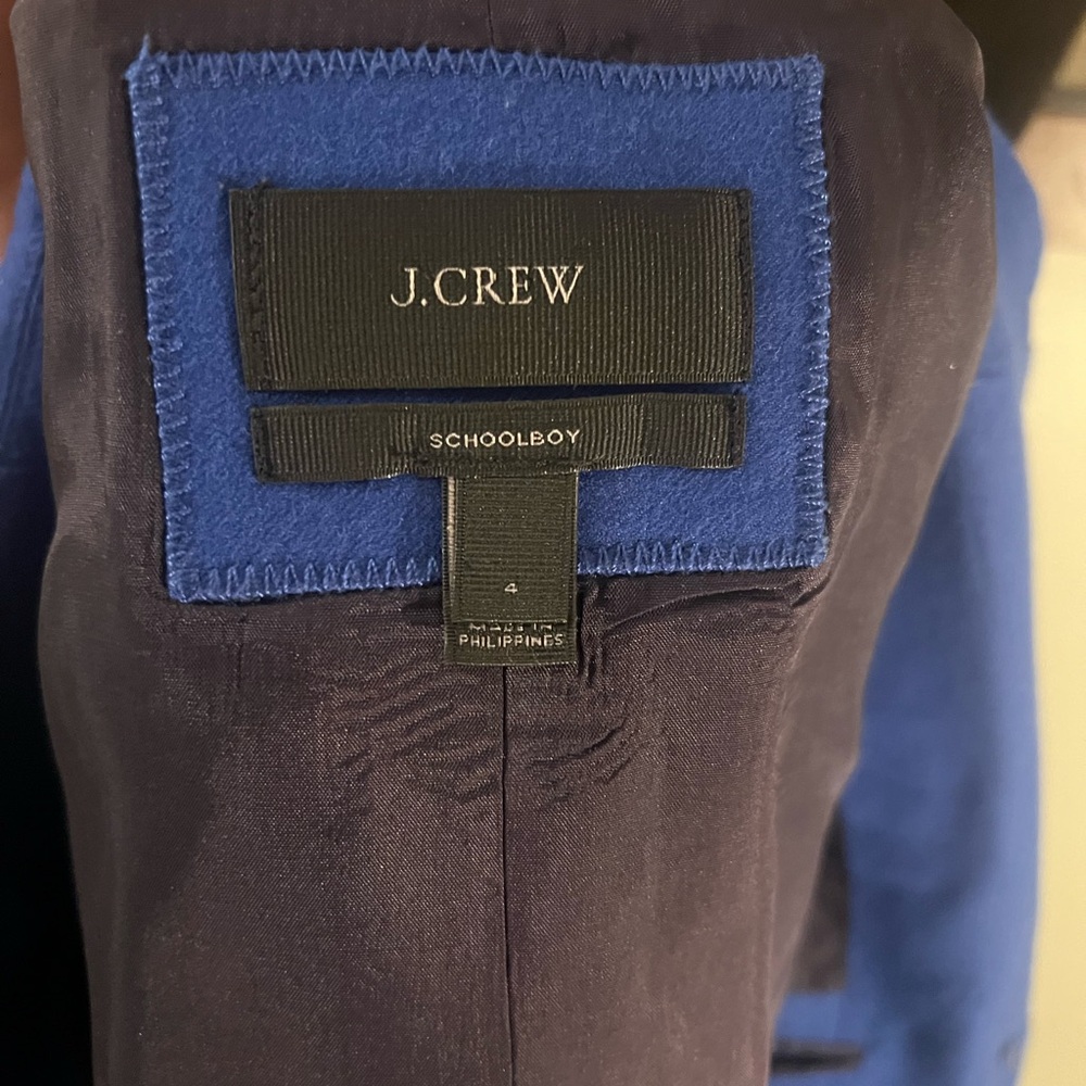J. Crew Royal Blue Preppy Wool Schoolboy Blazer Size 4 Tailored Academia - Picture 7 of 8